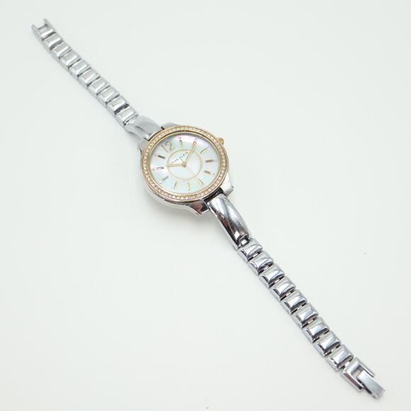 Ladies Anne Klein Watch Two Tone 33mm MOP Dial Silver Tone Bracelet New Battery - Picture 13 of 15